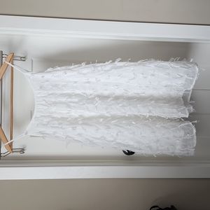 Women's Entro Tank Top Dress White Ruffle Small 26"